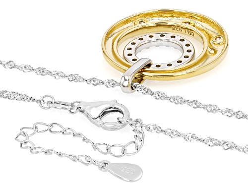 MOISSANITE FIRE® 0.64CTW DEW ROUND 14K YELLOW GOLD OVER SILVER AND PLATINEVE® PENDANT AND CHAIN