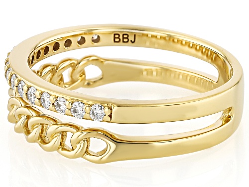 MOISSANITE FIRE® 0.34CTW DEW ROUND 14K YELLOW GOLD OVER SILVER RING - Size 6