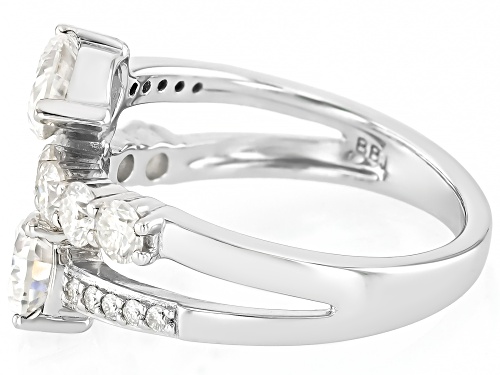 MOISSANITE FIRE® 2.36CTW DEW PEAR AND ROUND BRILLIANT PLATNEVE® RING - Size 8