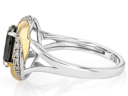 MOISSANITE FIRE® AND BLACK MOISSANITE 2.25CTW DEW OVAL AND ROUND PLATNEVE® TWO TONE RING - Size 5