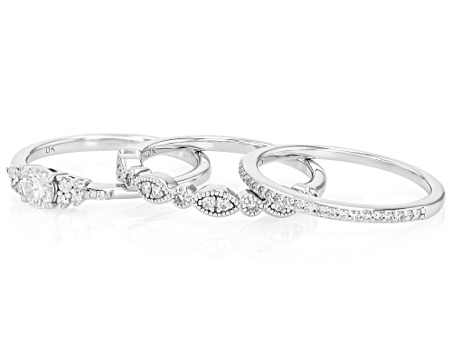 MOISSANITE FIRE® 0.70CTW DEW ROUND BRILLIANT PLATINEVE® SET 3 RINGS - Size 7