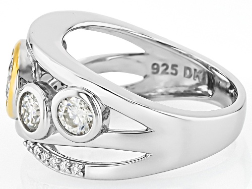 MOISSANITE FIRE® 1.61CTW DEW ROUND BRILLIANT PLATINEVE® TWO TONE RING - Size 6