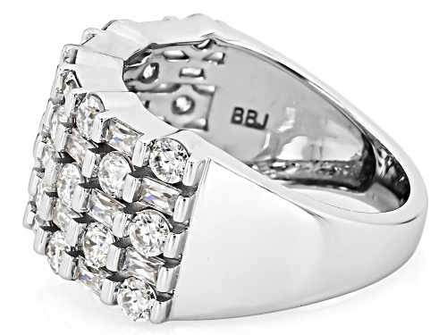 MOISSANITE FIRE® 2.26CTW DEW ROUND AND BAGUETTE PLATINEVE® MULTI ROW RING - Size 5