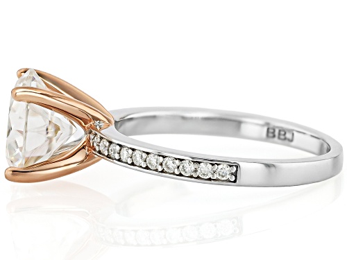 MOISSANITE FIRE® 2.92CTW DEW ROUND BRILLIANT PLATINEVE® AND 14K ROSE GOLD OVER SILVER RING - Size 9