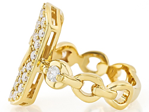 Moissanite Fire® 1.32ctw DEW 14k Yellow Gold Over Sterling Silver Pave Heart Ring - Size 8