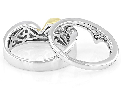 MOISSANITE FIRE® 0.64CTW DEW ROUND PLATINEVE® AND 14K YELLOW GOLD OVER SILVER RING AND BAND - Size 5