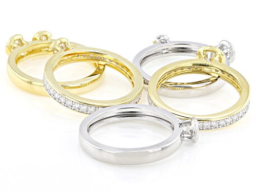 MOISSANITE FIRE® 3.16CTW DEW ROUND 14K YELLOW GOLD OVER SILVER AND PLATINEVE® SET OF FIVE RINGS - Size 6