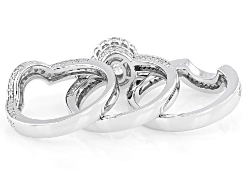 MOISSANITE FIRE® 3.72CTW DEW OVAL AND ROUND BRILLIANT PLATINEVE® RING WITH TWO BANDS - Size 6