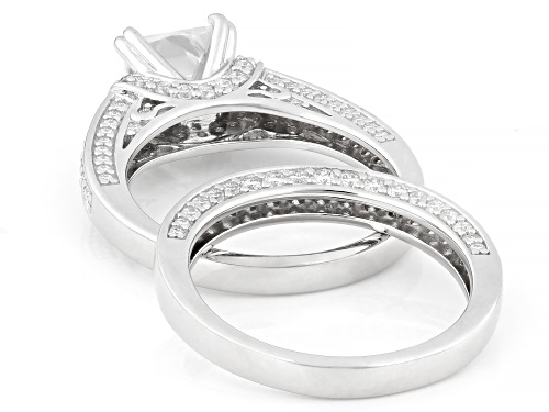 MOISSANITE FIRE® 3.62CTW DEW PRINCESS CUT AND ROUND BRILLIANT PLATINEVE® RING AND BAND - Size 9