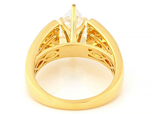 MOISSANITE FIRE® 2.72CTW DEW MARQUISE AND ROUND BRILLIANT 14K YELLOW GOLD OVER SILVER RING - Size 9