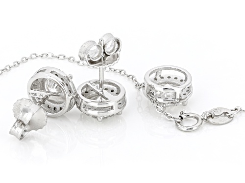 MOISSANITE FIRE® 3.10CTW DEW ROUND  PLATINEVE® EARRINGS WITH PENDANT AND CHAIN SET