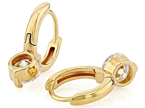 MOISSANITE FIRE® 2.00CTW DEW ROUND BRILLIANT 14K YELLOW GOLD OVER SILVER EARRINGS