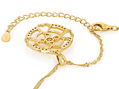 MOISSANITE FIRE®  0.50CTW DEW ROUND 14K YELLOW GOLD OVER SILVER PENDANT AND CHAIN