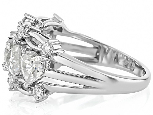 MOISSANITE FIRE® 2.74CTW DEW HEART SHAPE AND ROUND PLATINEVE® RING - Size 8