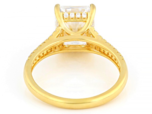 MOISSANITE FIRE® 4.50CTW DEW REC RADIANT AND ROUND 14K YELLOW GOLD OVER SILVER RING - Size 10