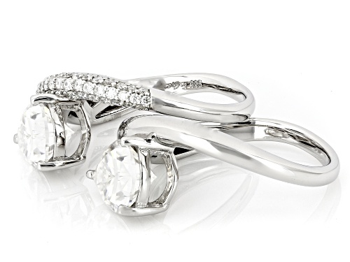 MOISSANITE FIRE® 5.00CTW DEW PEAR AND ROUND PLATINEVE® SET OF TWO STACKABLE RINGS - Size 5