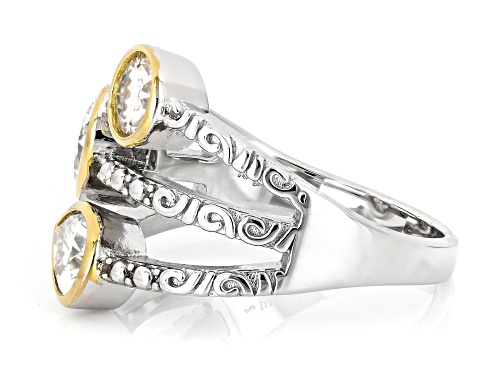 MOISSANITE FIRE® 2.18CTW DEW PLATINEVE® AND 14K YELLOW GOLD OVER SILVER RING RING - Size 8