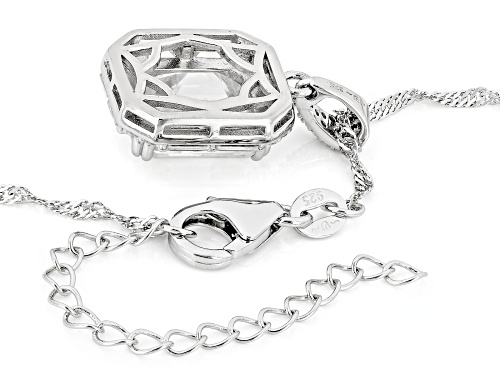 MOISSANITE FIRE® 5.73CTW DEW EMERALD AND BAGUETTE AND ROUND PLATINEVE® PENDANT AND CHAIN