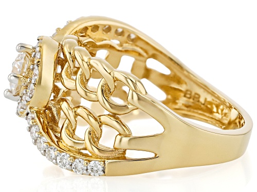 MOISSANITE FIRE® 0.87CTW DEW ROUND 14K YELLOW GOLD OVER STERLING SILVER RING - Size 6