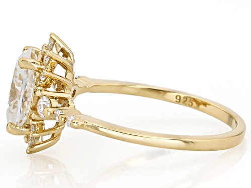 MOISSANITE FIRE® 2.40CTW DEW OVAL AND ROUND BRILLIANT 14K YELLOW GOLD OVER SILVER RING - Size 7