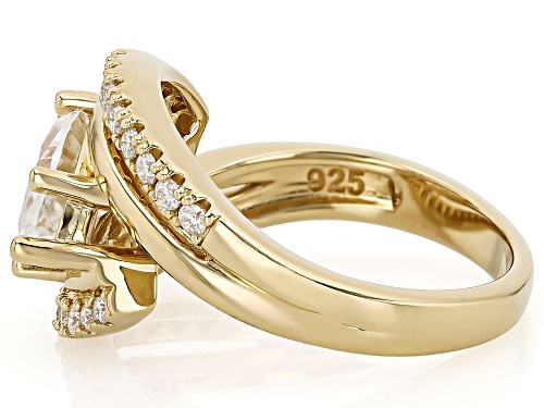 MOISSANITE FIRE® 2.44CTW DEW MARQUISE AND ROUND BRILLIANT 14K YELLOW GOLD OVER SILVER RING - Size 5