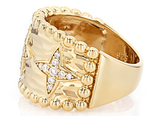 MOISSANITE FIRE® 0.30CTW DEW ROUND BRILLIANT 14K YELLOW GOLD OVER SILVER RING - Size 6