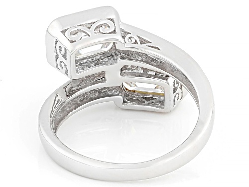 MOISSANITE FIRE® 3.74CTW DEW EMERALD CUT AND ROUND PLATINEVE® AND 14K YELLOW GOLD OVER  SILVER RING - Size 6