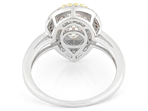 MOISSANITE FIRE® 2.43CTW DEW PEAR SHAPE AND ROUND PLATINEVE® AND 14K YELLOW GOLD OVER  SILVER RING - Size 8