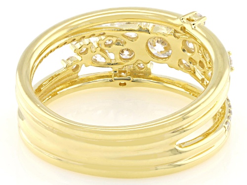 MOISSANITE FIRE® 1.01CTW DEW ROUND AND PEAR 14K YELLOW GOLD OVER SILVER RING - Size 8