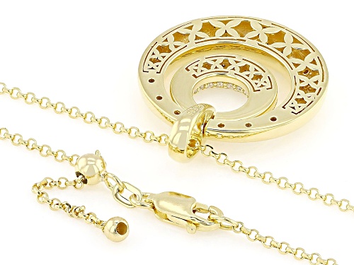 MOISSANITE FIRE® 1.49CTW DEW ROUND 14K YELLOW GOLD OVER SILVER PENDANT AND ADJUSTABLE CHAIN