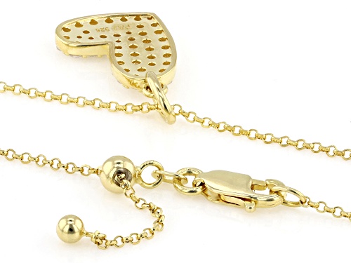 MOISSANITE FIRE® 0.85CTW DEW ROUND 14K YELLOW GOLD OVER SILVER HEART PENDANT AND ADJUSTABLE CHAIN