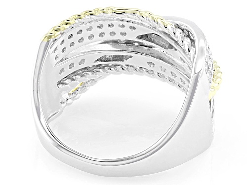 MOISSANITE FIRE® 1.29CTW DEW ROUND PLATINEVE® AND 14K YELLOW GOLD OVER SILVER RING - Size 6
