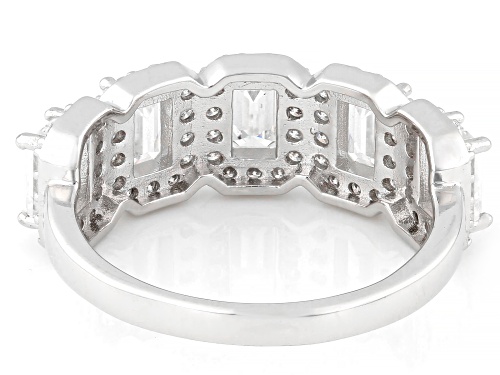 MOISSANITE FIRE® 2.05CTW DEW EMERALD CUT AND ROUND BRILLIANT PLATINEVE® RING - Size 6
