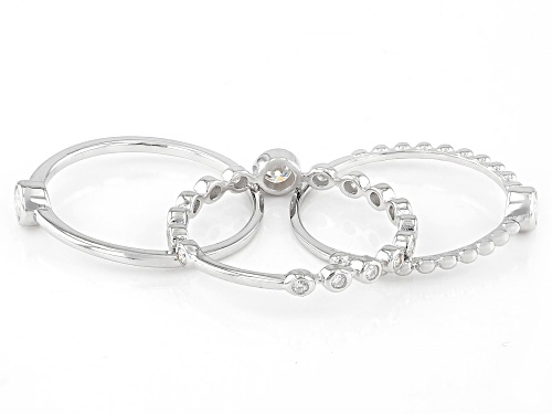 MOISSANITE FIRE® 0.46CTW DEW ROUND PLATINEVE® SET OF THREE RINGS - Size 7