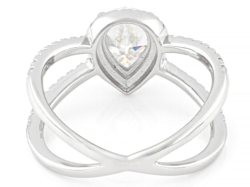 MOISSANITE FIRE® 1.64CTW DEW PEAR SHAPE AND ROUND PLATINEVE® RING - Size 7