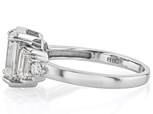 MOISSANITE FIRE® 2.41CTW DEW EMERALD CUT AND ROUND PLATINEVE® RING - Size 9
