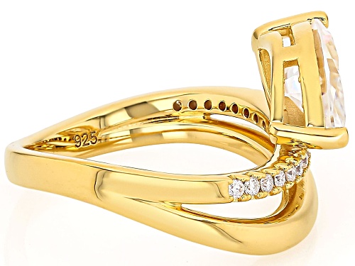 MOISSANITE FIRE® 2.19CTW DEW MARQUISE AND ROUND 14K YELLOW GOLD OVER SILVER RING - Size 5