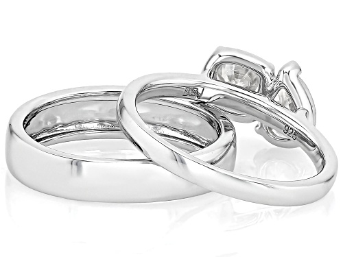 MOISSANITE FIRE® 1.58CTW DEW PEAR SHAPE AND SQUARE CUSHION PLATINEVE® SET OF 2 RINGS - Size 9