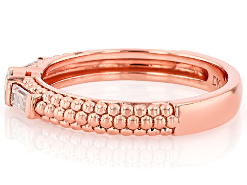 MOISSANITE FIRE® 0.28CTW DEW ROUND AND BAGUETTE 14K ROSE GOLD OVER SILVER RING - Size 7