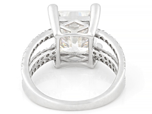 MOISSANITE FIRE® 6.30CTW DEW RECTANGULAR RADIANT CUT AND ROUND PLATINEVE® RING - Size 9
