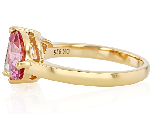 MOISSANITE FIRE® AND PINK MOISSANITE 3.25CTW DEW 14K YELLOW GOLD OVER SILVER RING - Size 8