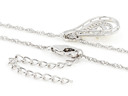 MOISSANITE FIRE® 0.82CTW DEW ROUND PLATINEVE® TWO TONE PENDANT AND CHAIN