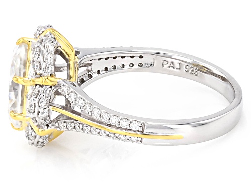 MOISSANITE FIRE® 3.84CTW DEW OVAL AND ROUND PLATINEVE® TWO TONE RING - Size 5
