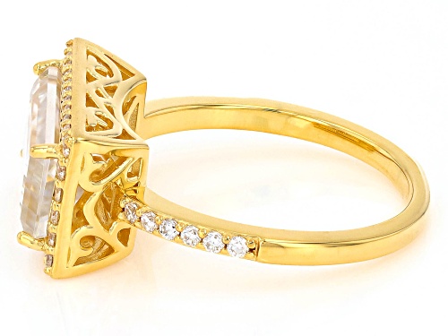 MOISSANITE FIRE® 5.77CTW DEW BAGUETTE AND ROUND BRILLIANT 14K YELLOW GOLD OVER SILVER RING - Size 6