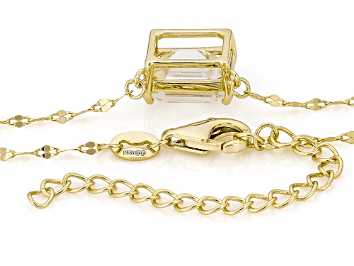 MOISSANITE FIRE® 3.55CT DEW EMERALD CUT 14K YELLOW GOLD OVER SILVER NECKLACE - Size 18
