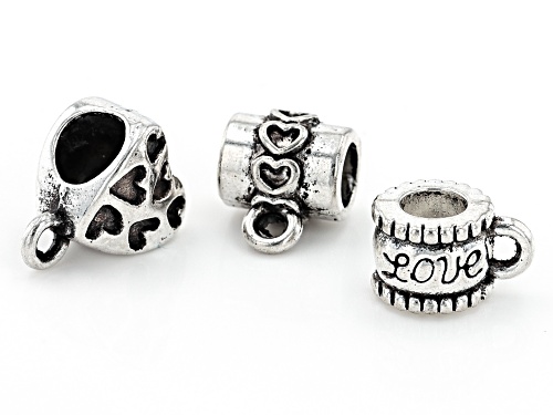 Family and Love Large Hole Bails in 3 Styles in Antiqued Silver Tone appx 180 Pieces Total