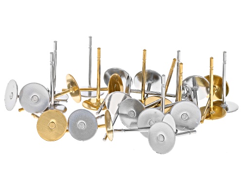 18k Gold over Stainless Steel and Stainless Steel Disk Post Earrings and Bullet Earring Backs