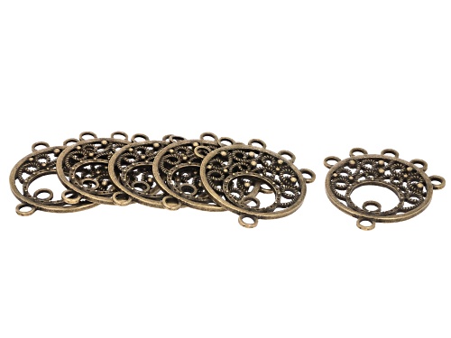 Filigree Design Focal & Chandelier Component Kit Antique Brass Tone 18 Pieces Total