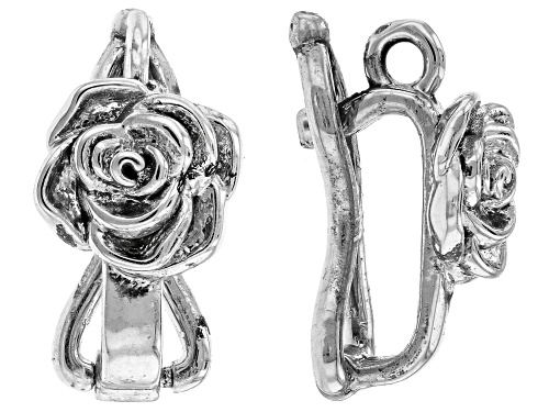 Silver Tone Flower and Rose 12mm Bail Enhancer Set of 10