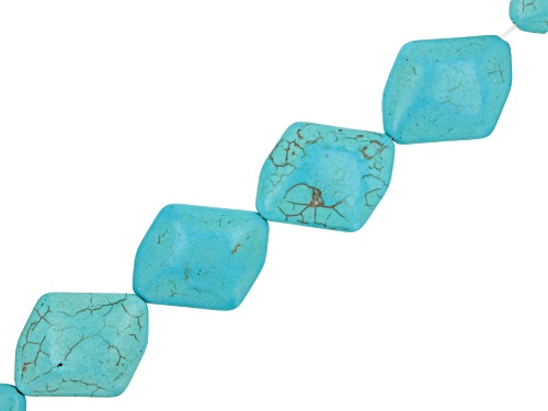 Turquoise Simulant Leaf Shape & 4 Sided Oval Bead Strand Set of 2